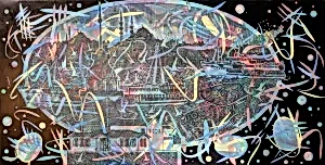 ENGİN KORKMAZ tarafından 2020 yılında 56x110 cm ölçülerinde Tuval üzeri akrilik boya tekniği ile yapılmıştır.