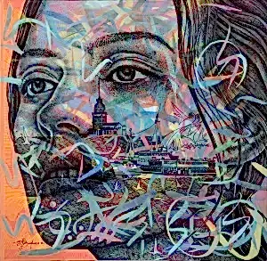 ENGİN KORKMAZ tarafından 2022 yılında 70x70 cm ölçülerinde Tuval üzeri akrilik boya tekniği ile yapılmıştır.