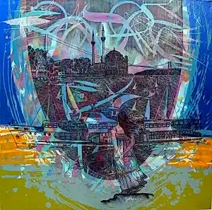 ENGİN KORKMAZ tarafından 2021 yılında 70x70 cm ölçülerinde Tuval üzeri akrilik boya tekniği ile yapılmıştır.