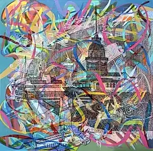 ENGİN KORKMAZ tarafından 2022 yılında 70x70 cm ölçülerinde Tuval üzeri akrilik boya tekniği ile yapılmıştır.