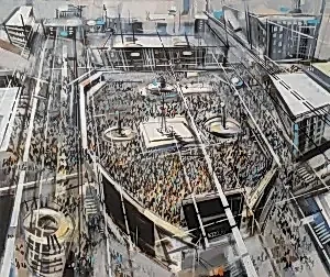 AYHAN ÇETİN tarafından 2013 yılında 124x150 cm ölçülerinde Tuval üzeri akrilik boya tekniği ile yapılmıştır.