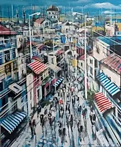 AYHAN ÇETİN tarafından 2025 yılında 120x100 cm ölçülerinde Tuval üzeri akrilik boya tekniği ile yapılmıştır.