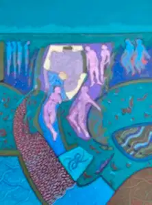 NECMETTİN ÖZLÜ tarafından 2025 yılında 80x60 cm ölçülerinde Tuval üzeri akrilik boya tekniği ile yapılmıştır.