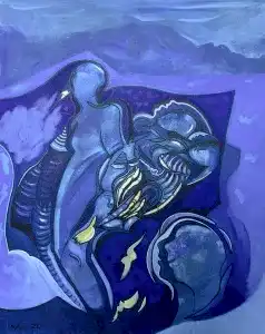 NECMETTİN ÖZLÜ tarafından 2020 yılında 100x80 cm ölçülerinde Tuval üzeri akrilik boya tekniği ile yapılmıştır.