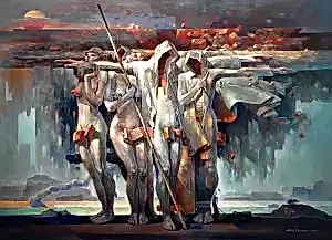 ADEM BAŞPINAR tarafından 2023 yılında 101x140 cm ölçülerinde Tuval üzeri akrilik boya tekniği ile yapılmıştır.