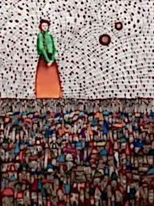 BİNNUR YÜCEBAŞ RUOCCO tarafından 2023 yılında 80x60 cm ölçülerinde Tuval üzeri yağlı boya tekniği ile yapılmıştır.