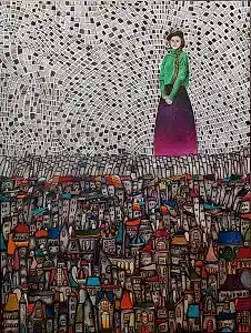 BİNNUR YÜCEBAŞ RUOCCO tarafından 2023 yılında 80x60 cm ölçülerinde Tuval üzeri yağlı boya tekniği ile yapılmıştır.