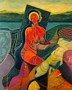 NECMETTİN ÖZLÜ tarafından 2023 yılında 100x81 cm ölçülerinde Tuval üzeri akrilik ve yağlı boya tekniği ile yapılmıştır.