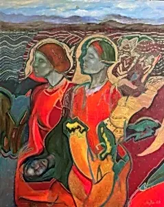 NECMETTİN ÖZLÜ tarafından 2023 yılında 100x81 cm ölçülerinde Tuval üzeri akrilik ve yağlı boya tekniği ile yapılmıştır.