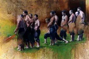 HASAN SAYGIN tarafından 2016 yılında 130x195 cm ölçülerinde Tuval üzeri yağlı boya tekniği ile yapılmıştır.