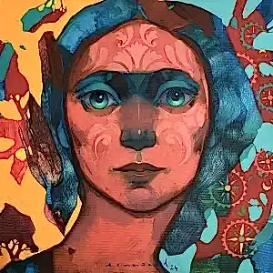 SEMA ÖCAL tarafından 2024 yılında 40x40 cm ölçülerinde Tuval üzeri akrilik boya tekniği ile yapılmıştır.