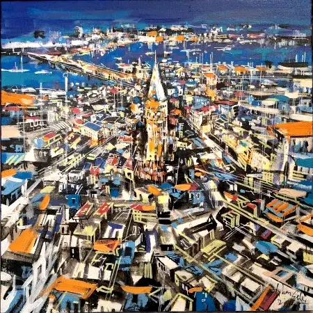 AYHAN ÇETİN tarafından 2025 yılında 40x40 cm ölçülerinde Tuval üzeri akrilik boya tekniği ile yapılmıştır.