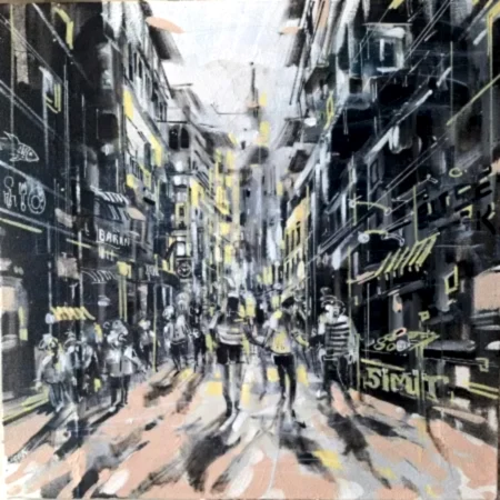 AYHAN ÇETİN tarafından 2025 yılında 40x40 cm ölçülerinde Tuval üzeri akrilik boya tekniği ile yapılmıştır.