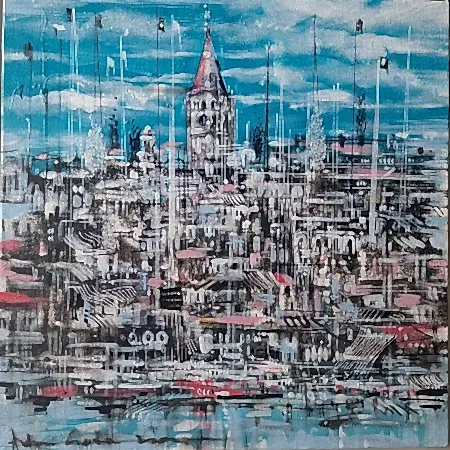 AYHAN ÇETİN tarafından 2025 yılında 40x40 cm ölçülerinde Tuval üzeri akrilik boya tekniği ile yapılmıştır.