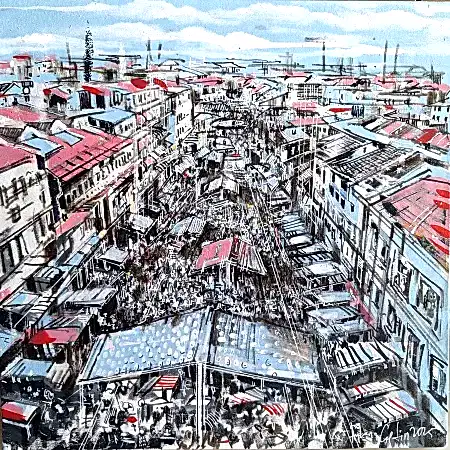 AYHAN ÇETİN tarafından 2025 yılında 40x40 cm ölçülerinde Tuval üzeri akrilik boya tekniği ile yapılmıştır.