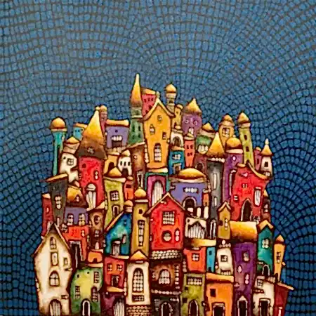 BİNNUR YÜCEBAŞ RUOCCO tarafından 2025 yılında 40x40 cm ölçülerinde Tuval üzeri yağlı boya tekniği ile yapılmıştır.