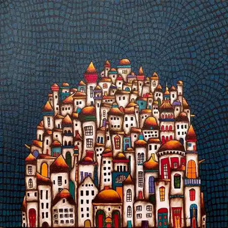 BİNNUR YÜCEBAŞ RUOCCO tarafından 2025 yılında 40x40 cm ölçülerinde Tuval üzeri yağlı boya tekniği ile yapılmıştır.