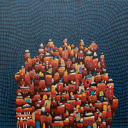 BİNNUR YÜCEBAŞ RUOCCO tarafından 2025 yılında 40x40 cm ölçülerinde Tuval üzeri yağlı boya tekniği ile yapılmıştır.