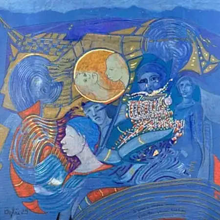 NECMETTİN ÖZLÜ tarafından 2025 yılında 40x40 cm ölçülerinde Tuval üzeri akrilik boya tekniği ile yapılmıştır.