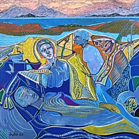 NECMETTİN ÖZLÜ tarafından 2025 yılında 40x40 cm ölçülerinde Tuval üzeri akrilik boya tekniği ile yapılmıştır.