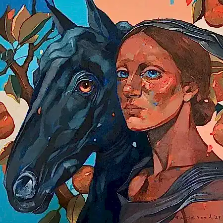 SEMA ÖCAL tarafından 2025 yılında 40x40 cm ölçülerinde Tuval üzeri akrilik boya tekniği ile yapılmıştır.