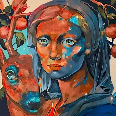 SEMA ÖCAL tarafından 2025 yılında 40x40 cm ölçülerinde Tuval üzeri akrilik boya tekniği ile yapılmıştır.