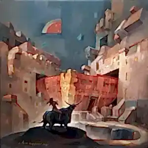 ADEM BAŞPINAR tarafından 2021 yılında 40x40 cm ölçülerinde Tuval üzeri akrilik boya tekniği ile yapılmıştır.