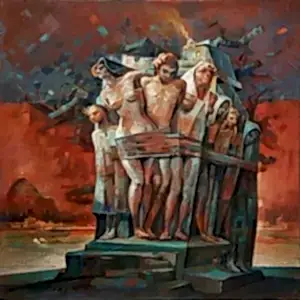 ADEM BAŞPINAR tarafından 2021 yılında 40x40 cm ölçülerinde Tuval üzeri akrilik boya tekniği ile yapılmıştır.