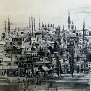 AYHAN ÇETİN tarafından 2021 yılında 40x40 cm ölçülerinde Tuval üzeri akrilik boya tekniği ile yapılmıştır.