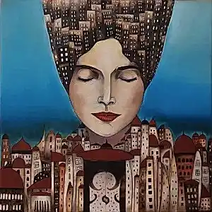 BİNNUR YÜCEBAŞ RUOCCO tarafından 2021 yılında 40x40 cm ölçülerinde Tuval üzeri yağlı boya tekniği ile yapılmıştır.