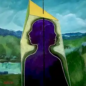 NECMETTİN ÖZLÜ tarafından 2021 yılında 40x40 cm ölçülerinde Tuval üzeri akrilik boya tekniği ile yapılmıştır.