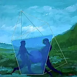 NECMETTİN ÖZLÜ tarafından 2021 yılında 40x40 cm ölçülerinde Tuval üzeri akrilik boya tekniği ile yapılmıştır.