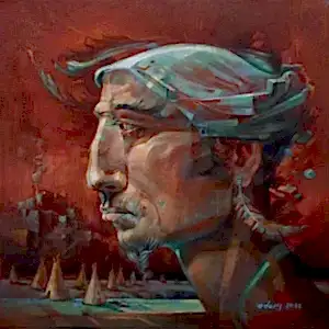 ADEM BAŞPINAR tarafından 2022 yılında 40x40 cm ölçülerinde Tuval üzeri akrilik boya tekniği ile yapılmıştır.