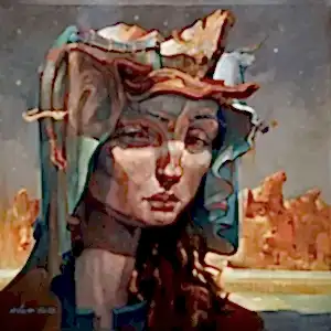 ADEM BAŞPINAR tarafından 2022 yılında 40x40 cm ölçülerinde Tuval üzeri akrilik boya tekniği ile yapılmıştır.