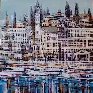 AYHAN ÇETİN tarafından 2022 yılında 40x40 cm ölçülerinde Tuval üzeri akrilik boya tekniği ile yapılmıştır.