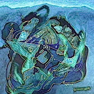 NECMETTİN ÖZLÜ tarafından 2022 yılında 40x40 cm ölçülerinde Tuval üzeri akrilik ve yağlı&nbsp;boya tekniği ile yapılmıştır.