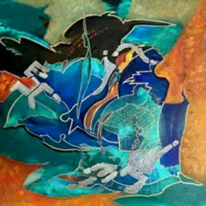 NECMETTİN ÖZLÜ tarafından 2022 yılında 40x40 cm ölçülerinde Tuval üzeri akrilik ve yağlı&nbsp;boya tekniği ile yapılmıştır.