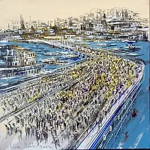 AYHAN ÇETİN tarafından 2023 yılında 40x40 cm ölçülerinde Tuval üzeri akrilik boya tekniği ile yapılmıştır.