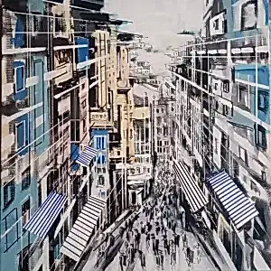 AYHAN ÇETİN tarafından 2023 yılında 40x40 cm ölçülerinde Tuval üzeri akrilik boya tekniği ile yapılmıştır.