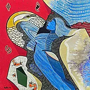 NECMETTİN ÖZLÜ tarafından 2023 yılında 40x40 cm ölçülerinde Tuval üzeri akrilik boya tekniği ile yapılmıştır.