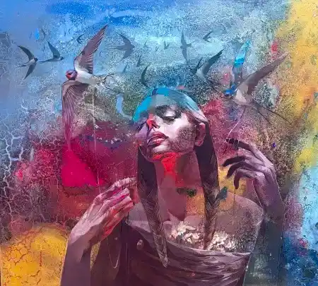 HAKAN ERASLAN tarafından 2026 yılında 90x100 cm ölçülerinde Tuval üzeri akrilik boya tekniği ile yapılmıştır.