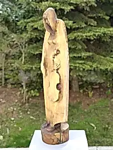 HAKAN ERASLAN tarafından 2019 yılında 110x33x25 cm ölçülerinde Zeytin Ağacı Yontu tekniği ile yapılmıştır.