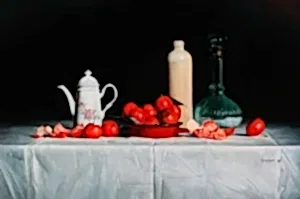 HASAN SAYGIN tarafından 2003 yılında 81x54 cm ölçülerinde Tuval üzeri yağlı boya tekniği ile yapılmıştır.