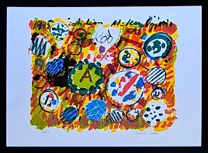 ÖZDEMİR ALTAN tarafından 1995 yılında 70x100 cm ölçülerinde Baskı 24//28 tekniği ile yapılmıştır.