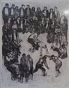 FAHRİ SÜMER tarafından 1987 yılında 34x28 cm ölçülerinde Gravür 13//20 tekniği ile yapılmıştır.