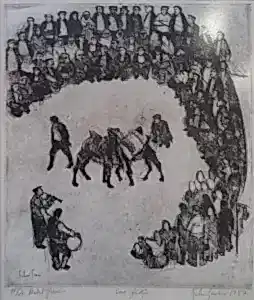 FAHRİ SÜMER tarafından 1987 yılında 34x28 cm ölçülerinde Gravür 11//20 tekniği ile yapılmıştır.