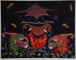 HASAN KIRAN tarafından 2002 yılında 74x95 cm ölçülerinde Ağaç Baskı tekniği ile yapılmıştır.