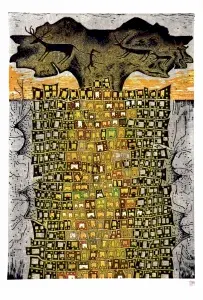 HASAN KIRAN tarafından 2012 yılında 120x85 cm ölçülerinde Ağaç Baskı tekniği ile yapılmıştır.