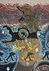 HASAN KIRAN tarafından 2011 yılında 109x80 cm ölçülerinde Ağaç Baskı tekniği ile yapılmıştır.