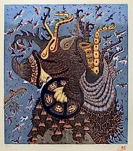 HASAN KIRAN tarafından 45x51 cm ölçülerinde Ağaç Baskı 9//10 tekniği ile yapılmıştır.